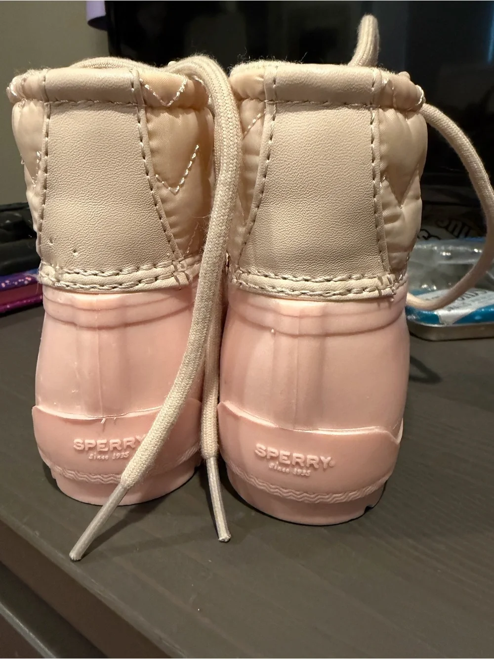 Sperry Pink Lace-Up Kids Rain & Snow Boots